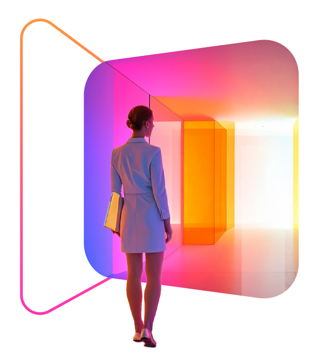 Raum in Neonfarben und vielen Facetten